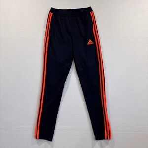 Adidas youth Large 13/14 Navy Joggers with Orange Stripes